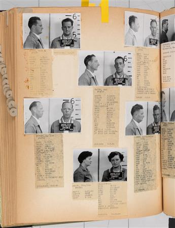 (AMERICAN MUG SHOTS--CRIME LEDGER) An oversized ledger-like album titled Security Dept., with over 500 mug shots from the Oregon St